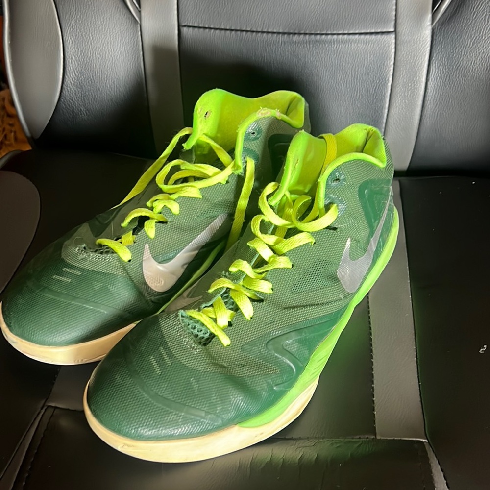 Green Nike basketball shoes